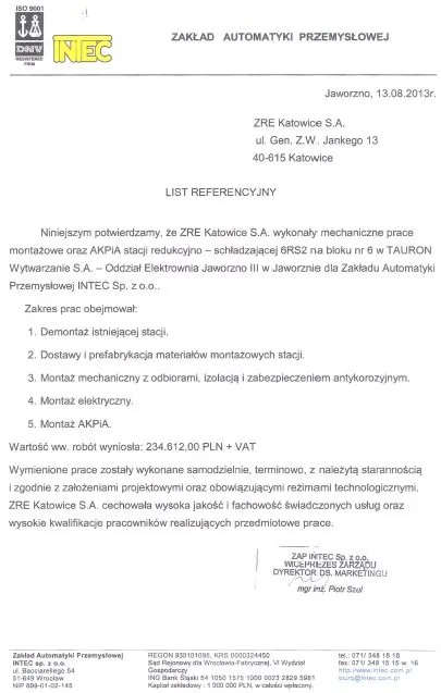 INTEC referencje