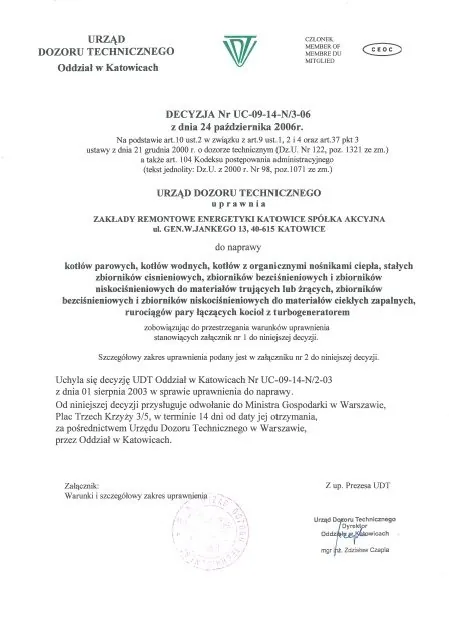 ZRE UDT Decyzja Naprawy UC