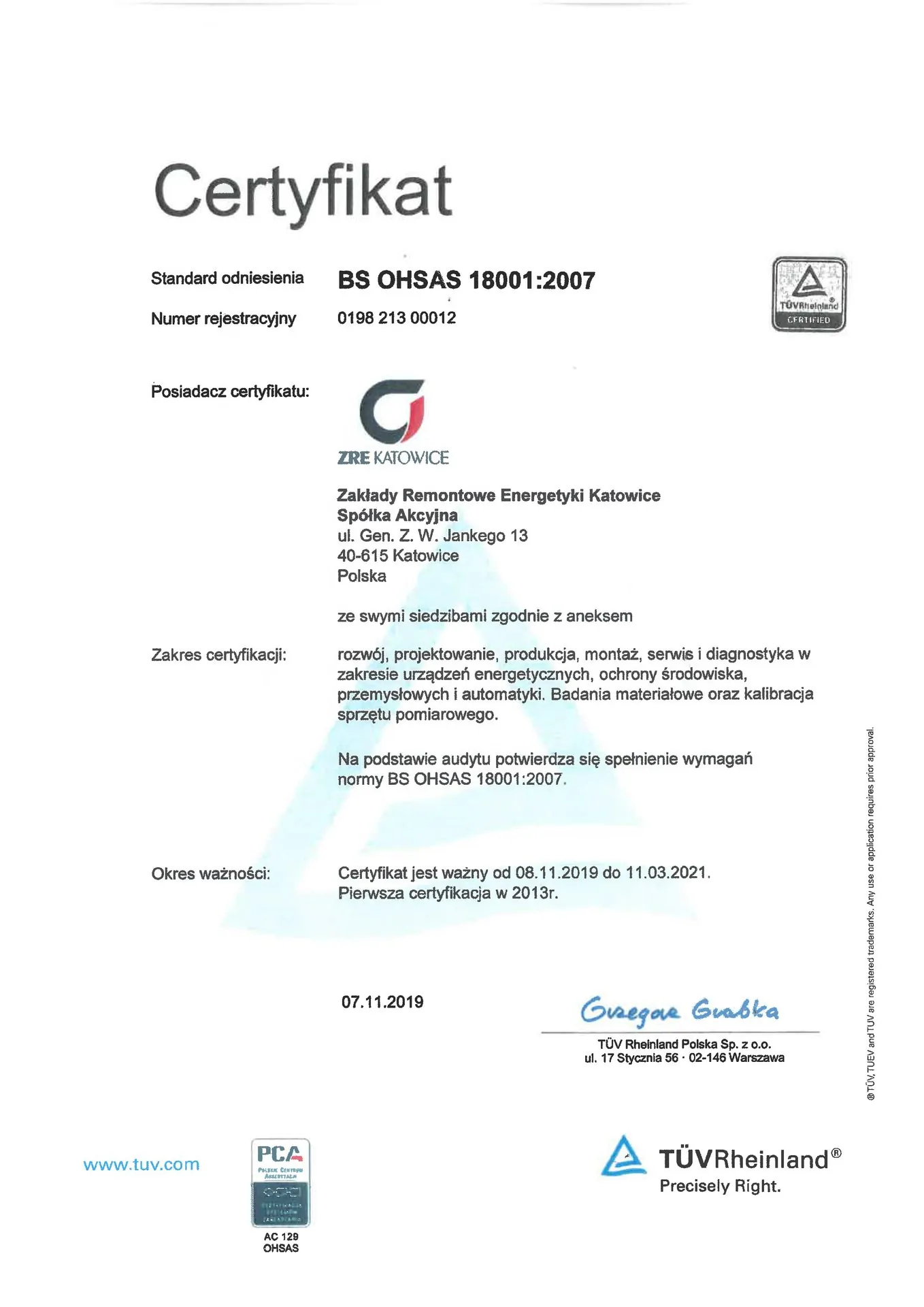 Certyfikat SKM