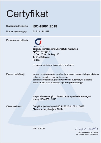 Certyfikat iso 4005