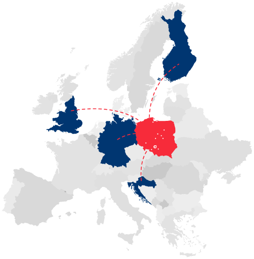 mapa działalności ZRE w Europie