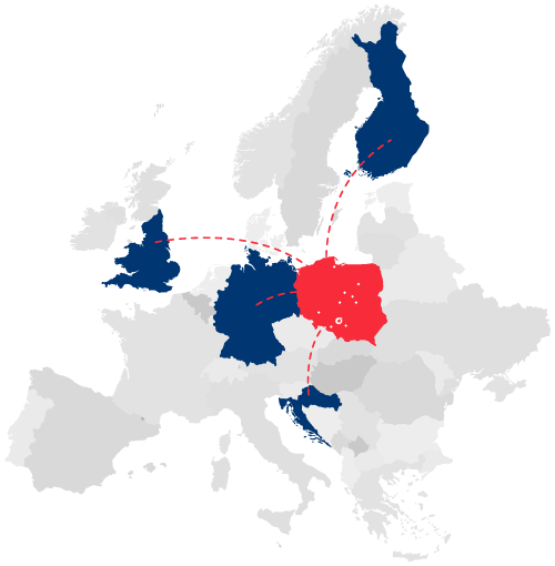 mapa działalności ZRE w Europie